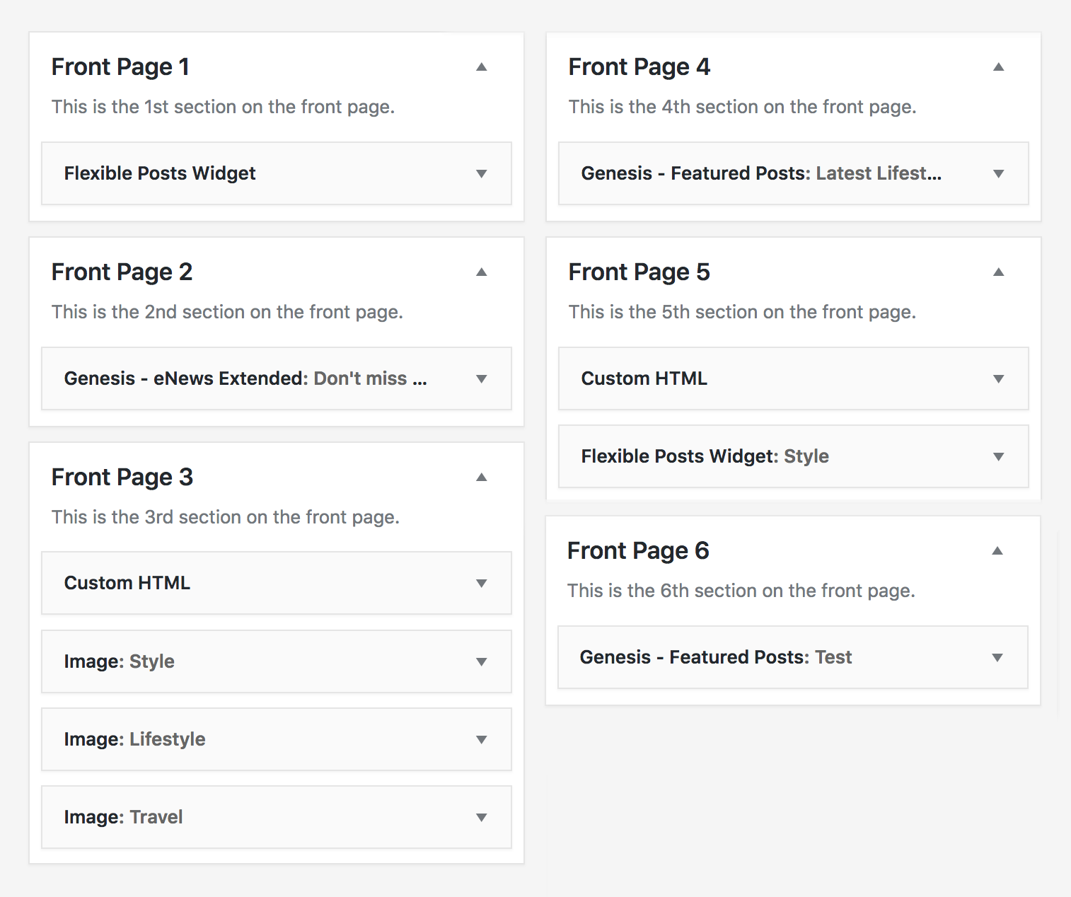 Beloved WordPress Theme Home Page Widgets