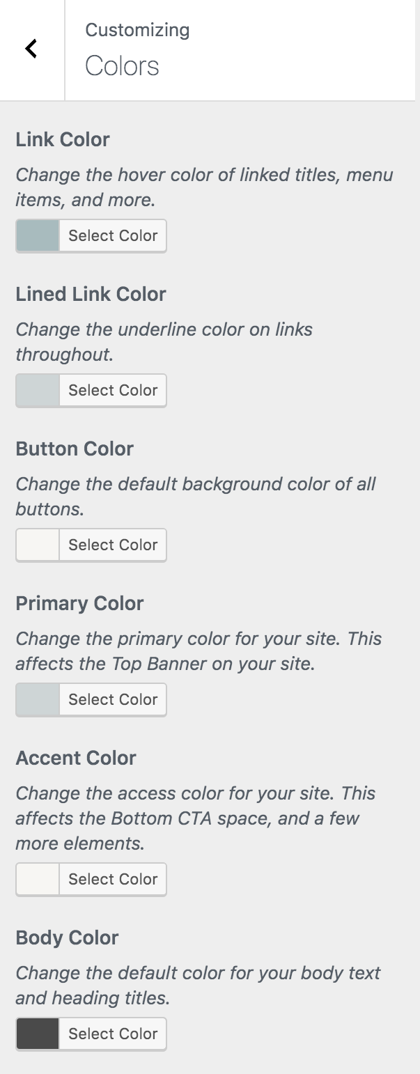 Splendor WordPress Theme Color Customizer